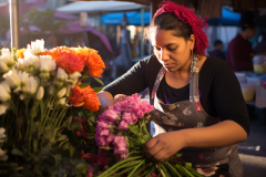 blooper1980_a_woman_arranging_flowers_with_her_hands_in_the_sty_ffeec101-a98f-4cab-9595-60ea5d5aea6b